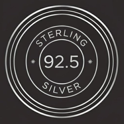 Sterling silver stamp with '92.5' on a black background