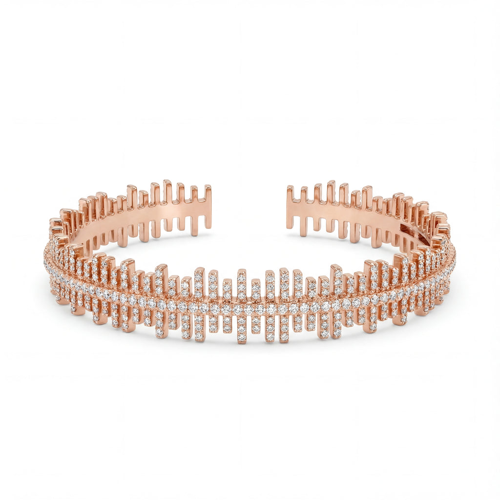 Cz Ridge Spiky Cuff Bracelet