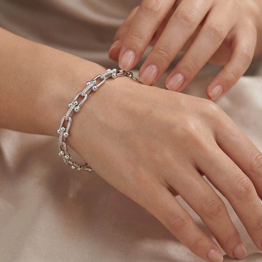 U Link CZ Hardware Cuff Bracelet