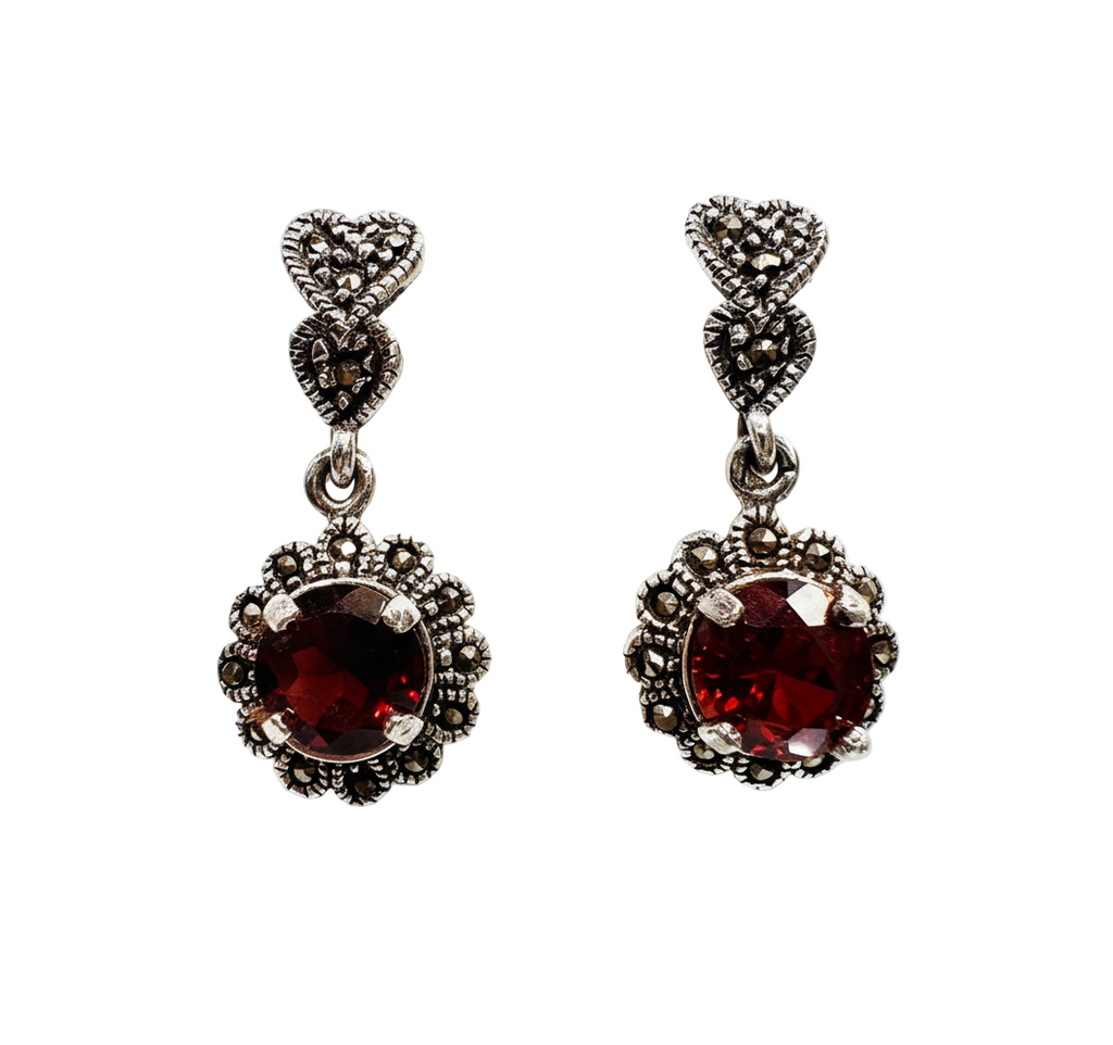 Marcasite Garnet Earrings