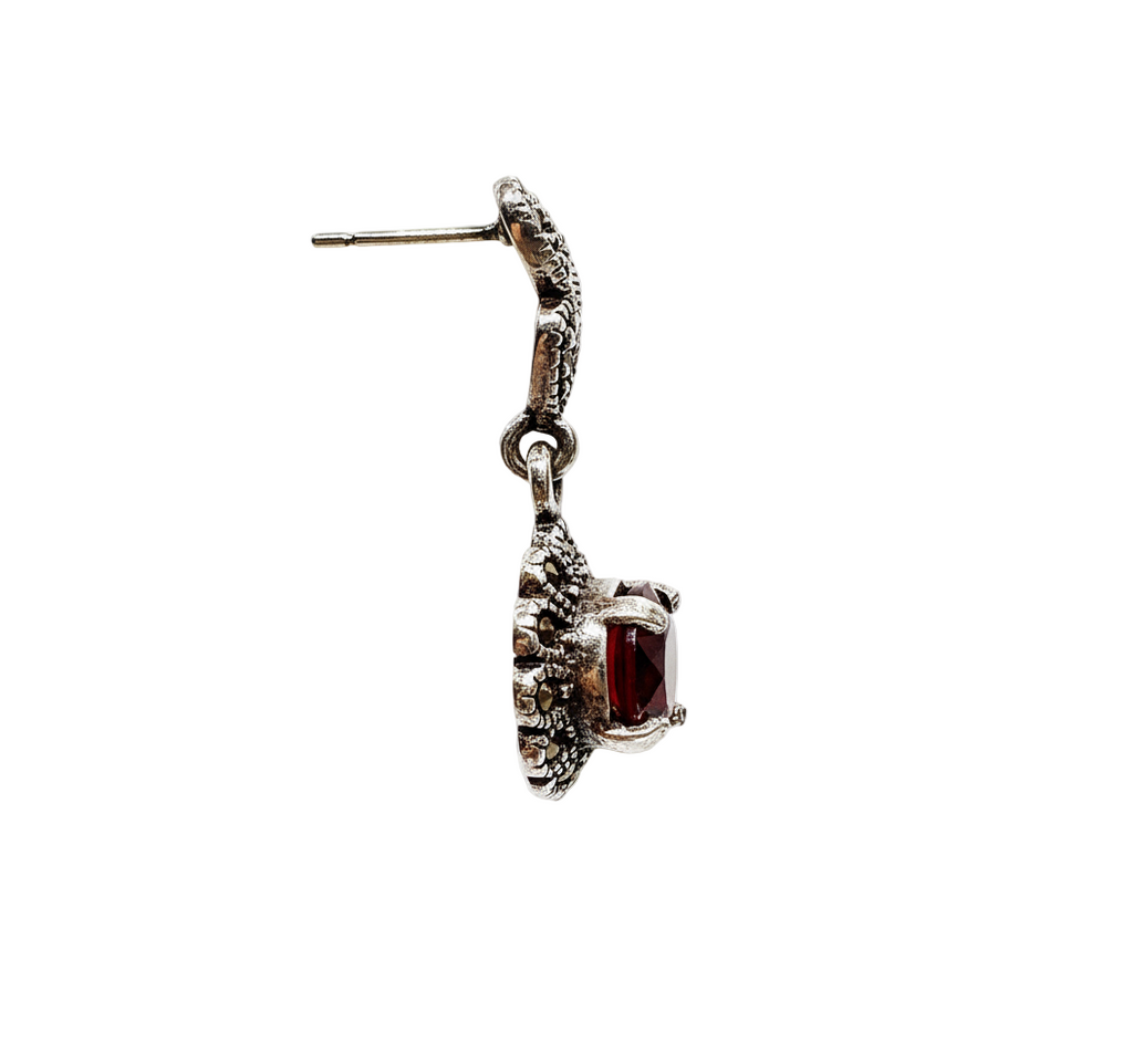Marcasite Garnet Earrings