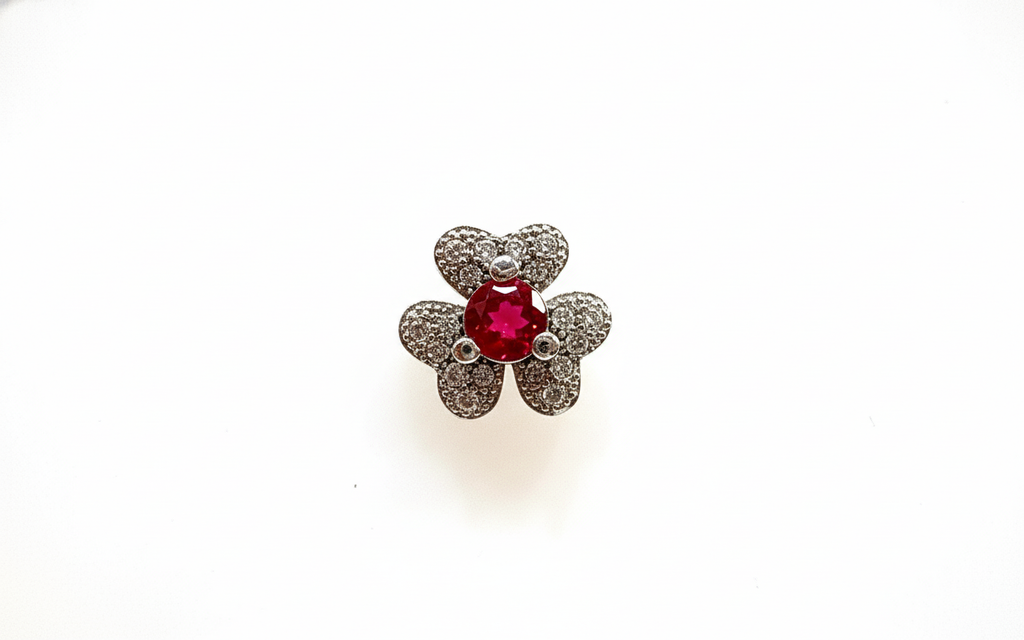 Red Flower CZ Studs