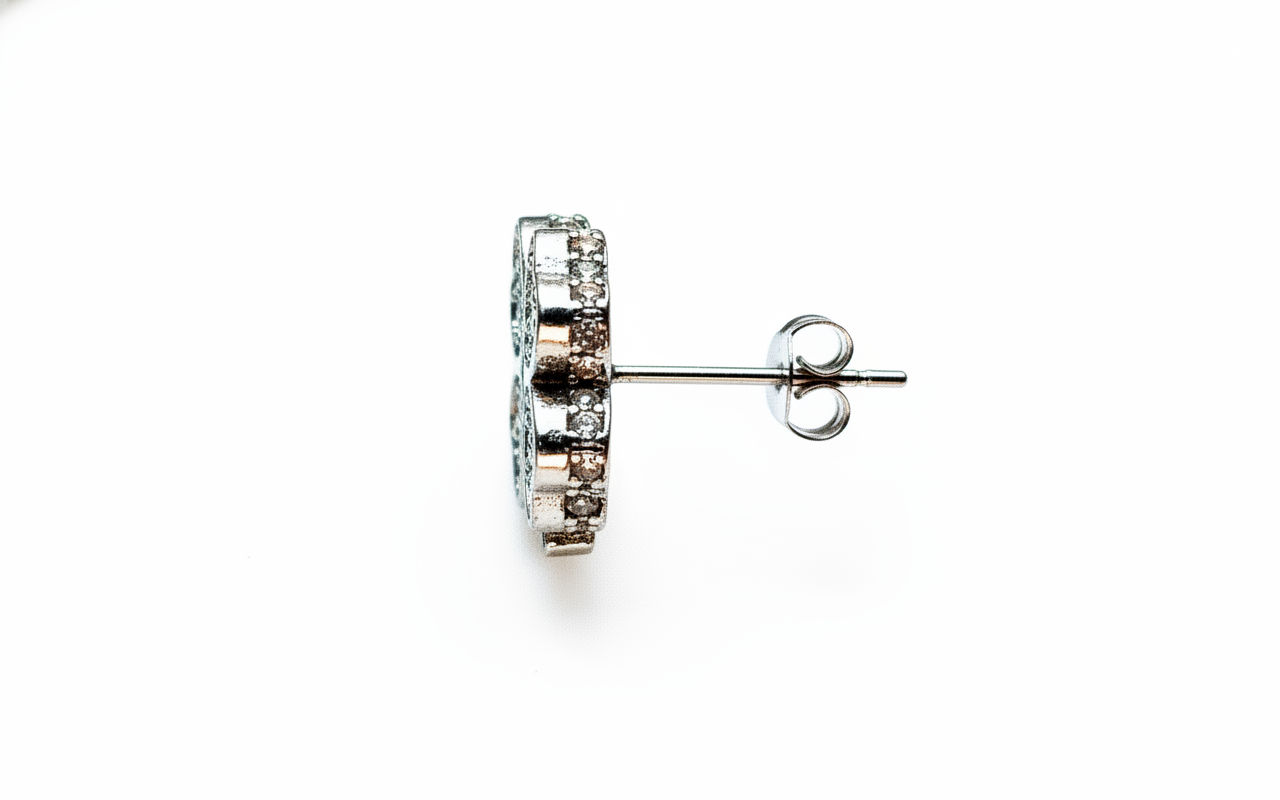 Heart Flower CZ Studs