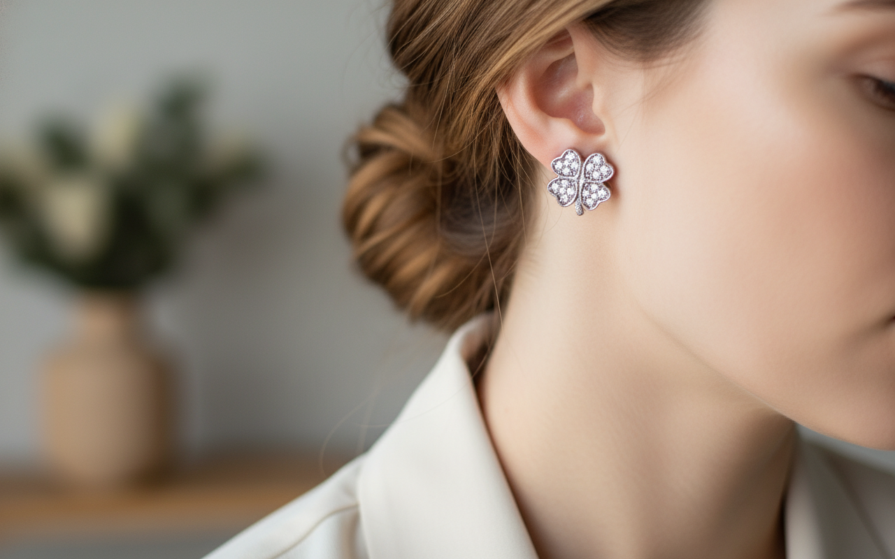 Heart Flower CZ Studs