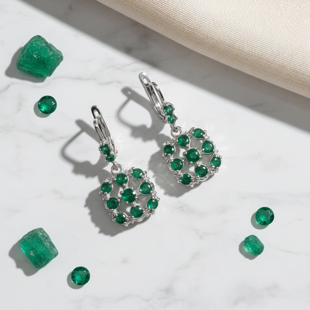 Emerald Petal Earrings