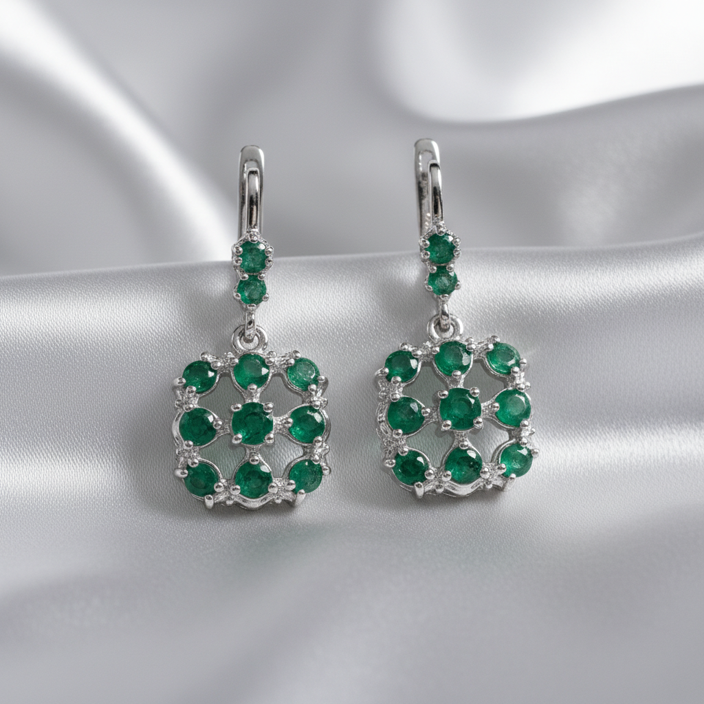 Emerald Petal Earrings