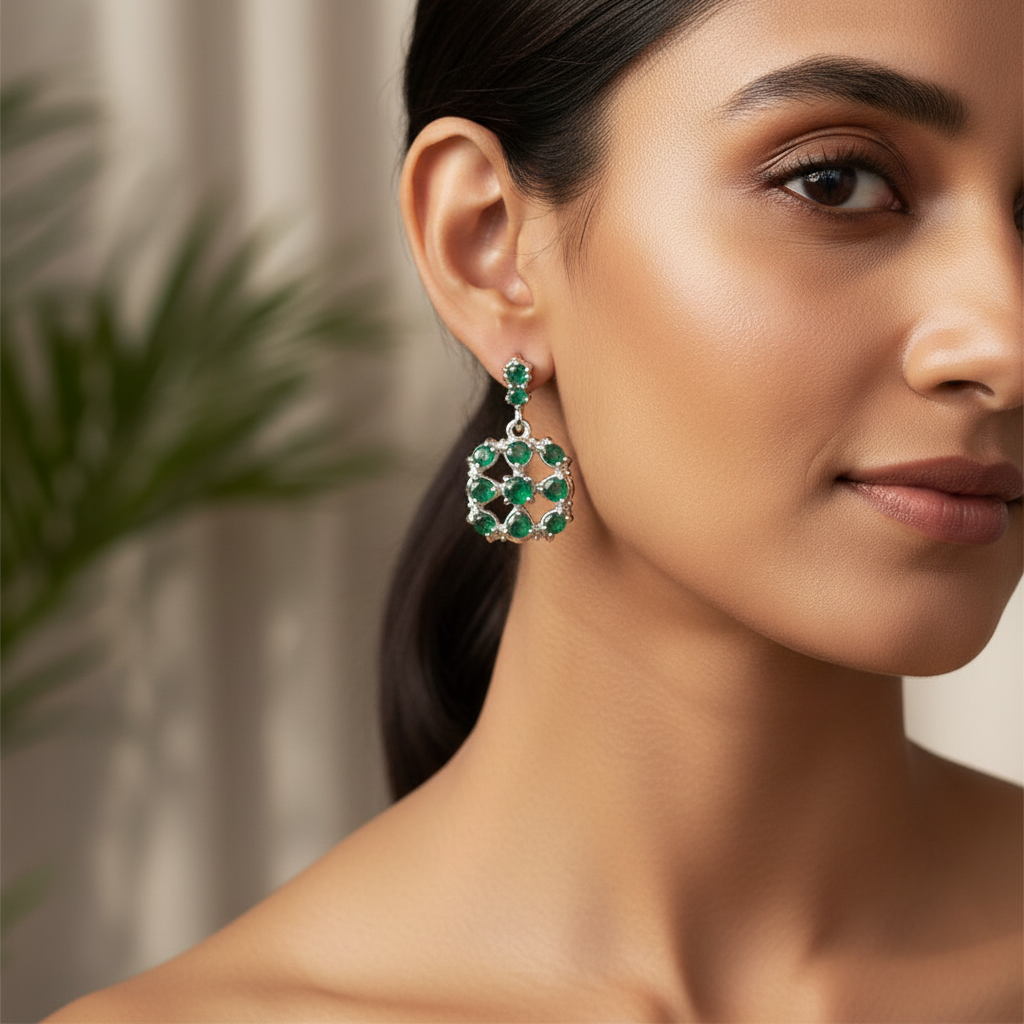 Emerald Petal Earrings