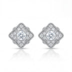 Pair of diamond earrings on a white background