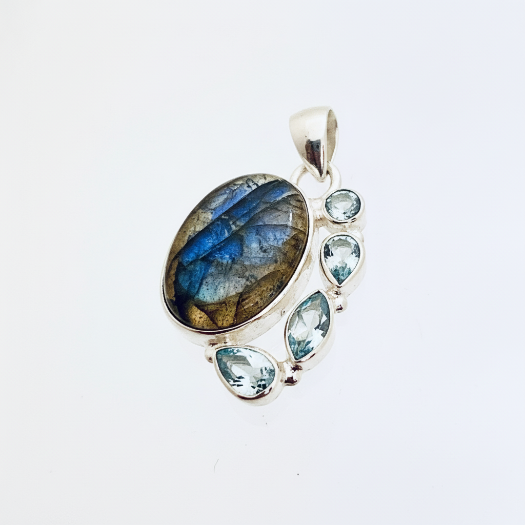 Labradorite Aquamarine Pendant