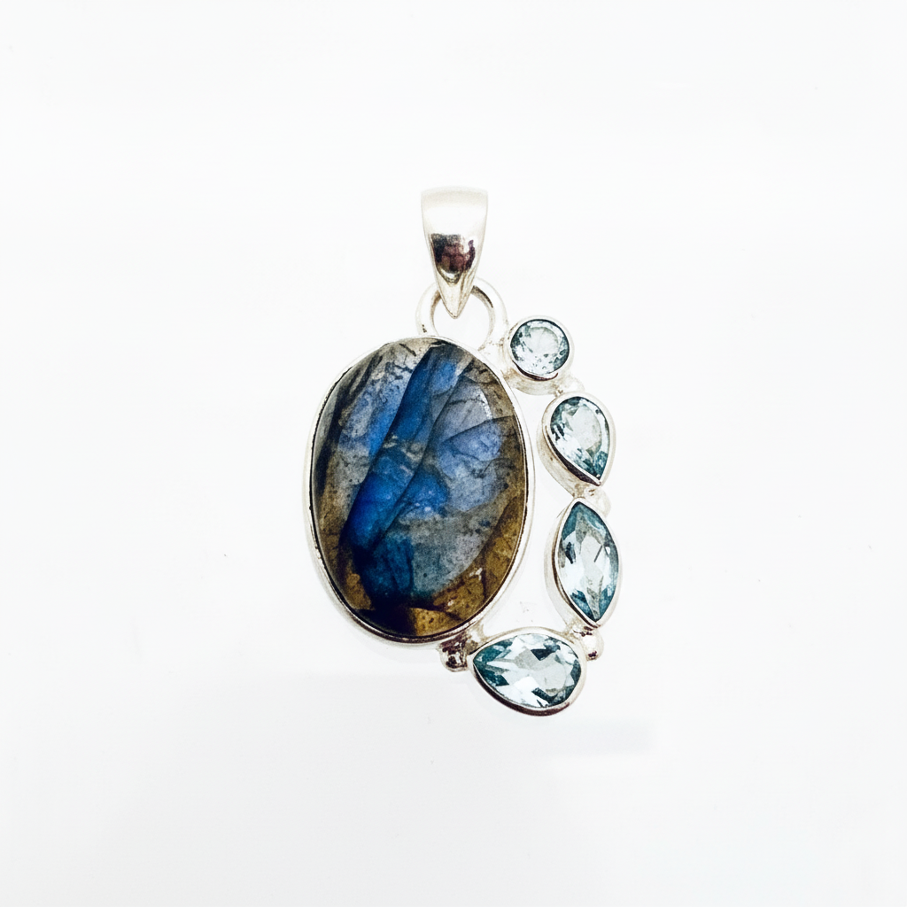 Labradorite Aquamarine Pendant