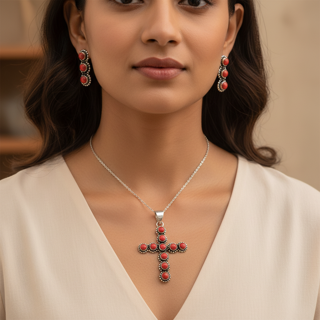 Christmas Cross Charm