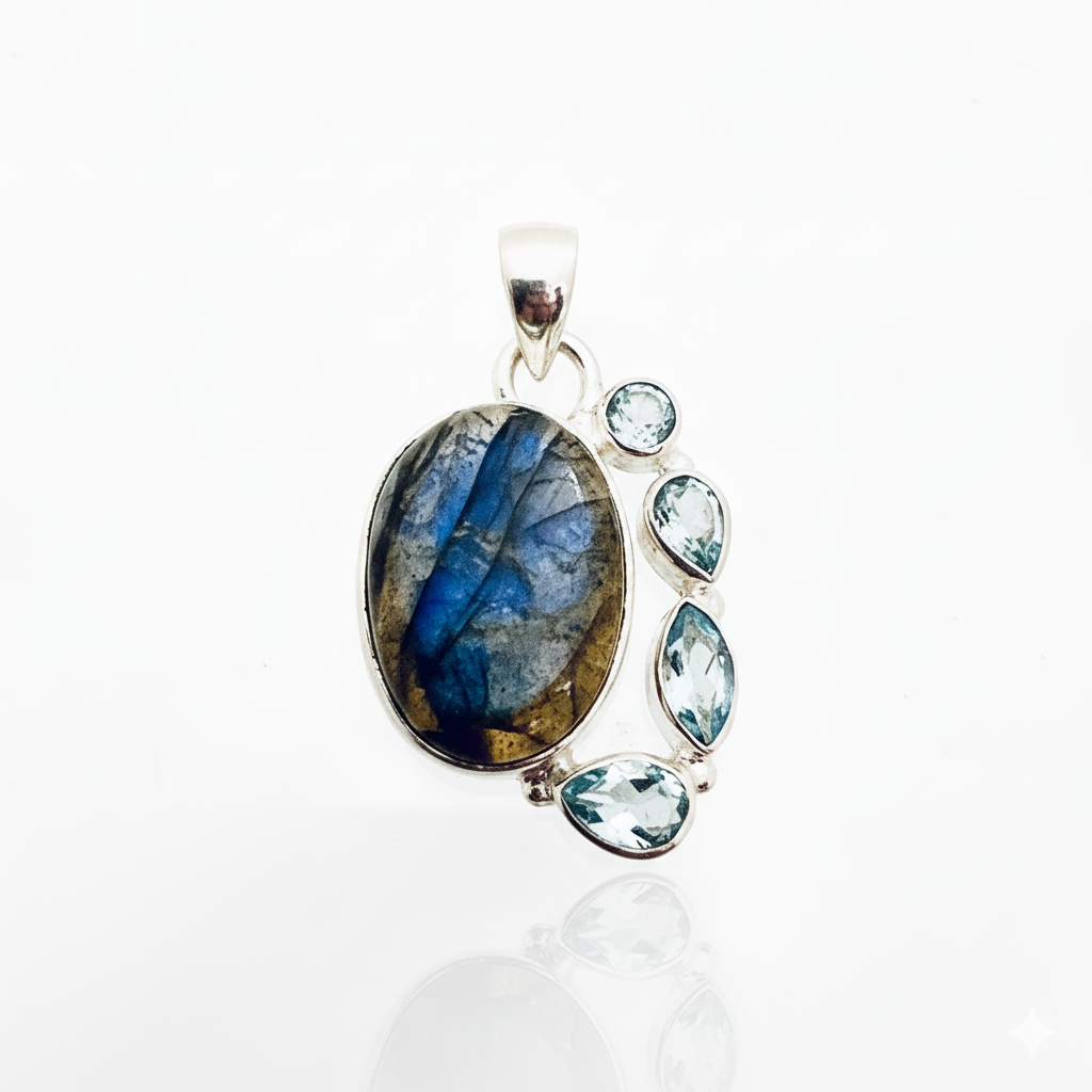 Labradorite Aquamarine Pendant